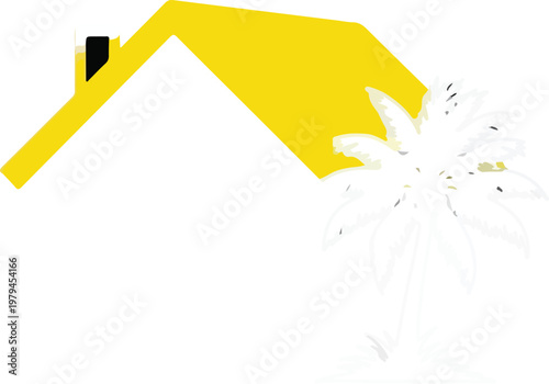 Yellow Palm Tree House Roof.