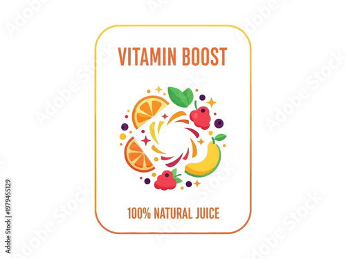 Delicious Vitamin Boost 100% Natural Juice with Fresh Fruits and Berries - Refreshing and Healthy Drink