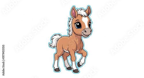 Cute cartoon baby horse illustration.