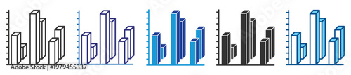 Bar chart icon set multiple style collection