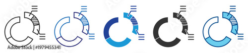 Data distribution icon set multiple style collection