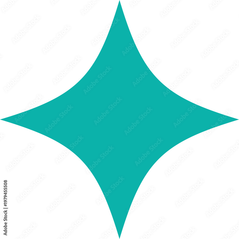 Fototapeta premium Turquoise four point abstract star icon. Modern colorful geometric shapes vector collection