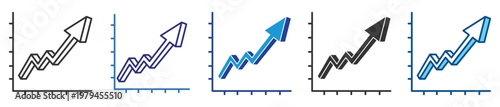 Growth trend icon set multiple style collection