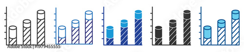 Stacked chart icon set multiple style collection