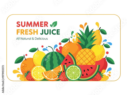 Summer Fresh Juice A Vibrant Assortment of Natural Fruits for a Delicious and Refreshing Drink Experience