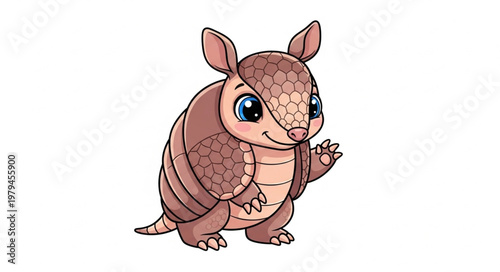 Cute Cartoon Armadillo Waving Hello.