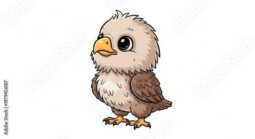 Cute Cartoon Baby Bird Standing.