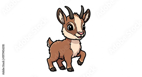 Cute Cartoon Baby Chamois Animal Illustration.