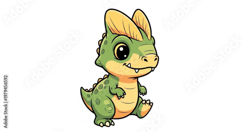 Cute cartoon baby dinosaur illustration.