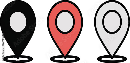 GPS Map Pins — Trio of Location Marker Icons