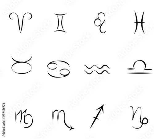 Astrological signs of the zodiac. Vector illustration. Image isolated on a white background. Theme: astrology and esotericism, mysticism and fortune telling.  Not AI