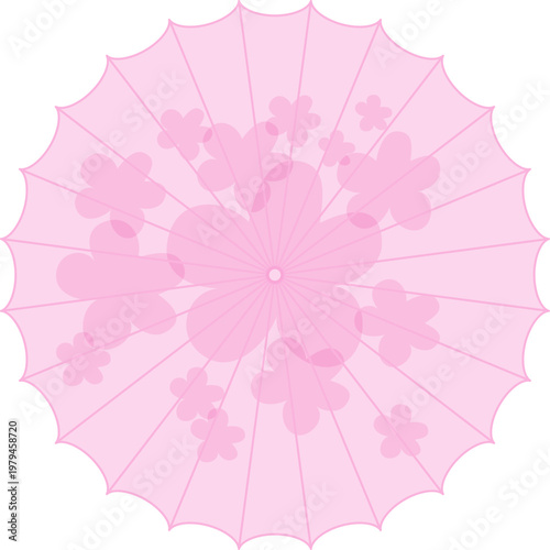 분홍 핑크 꽃 문양 우산 양산 원형 프레임