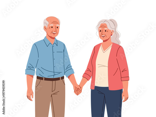 Elderly couple holding hands with affection and love, representing companionship and enduring relationships