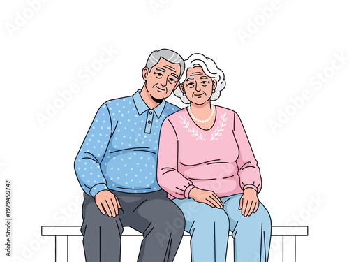 Elderly couple sitting together, illustrating companionship and love in later life