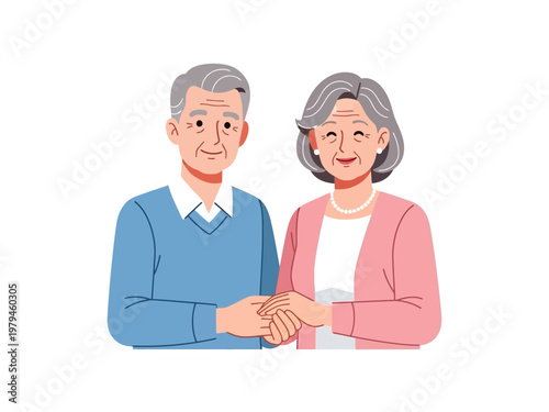 Elderly couple holding hands, symbolizing love, companionship, and a lifetime together in a warm embrace