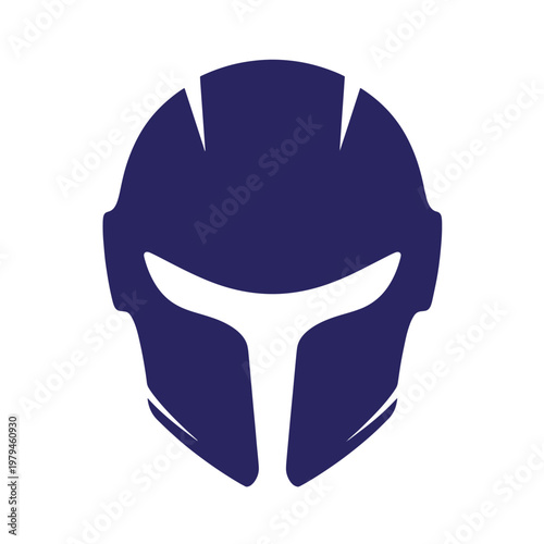 Dark blue helmet with white accents, futuristic motorcycle or sports headgear