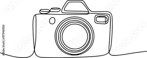 Vintage Camera Line Art Illustration, Photography Equipment Minimal Vector