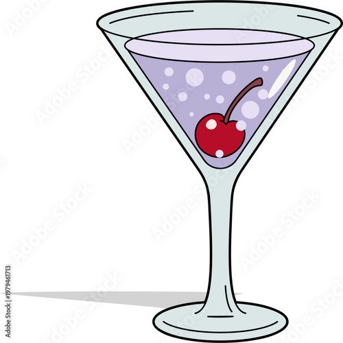 Purple Martini Cocktail Drink Illustration