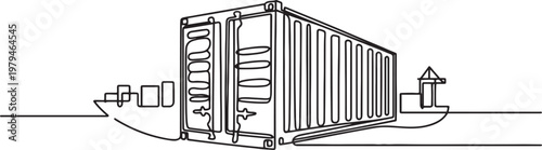 container cargo One line draw graphic design vector