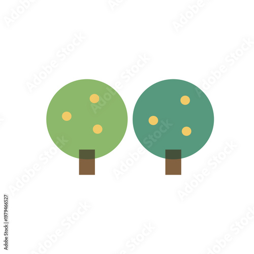 ポップな丸い木のイラスト素材