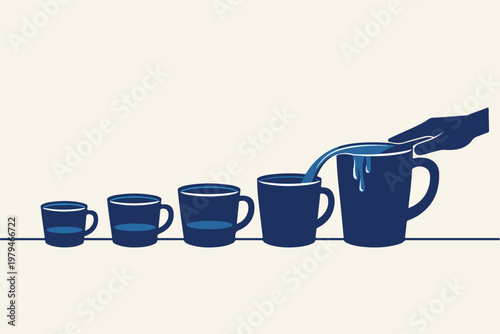 Corporate Social Responsibility Concept with Overflow Resource Sharing Representing Community Support and Ethical Business Practice Illustration