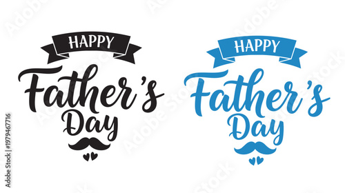  Happy fathers day typography and mustache silhouette for shirt print and greeting card merchandising