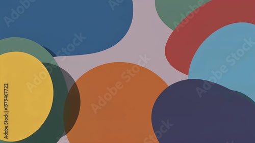 Abstract composition featuring organic shapes in a pastel color palette.
