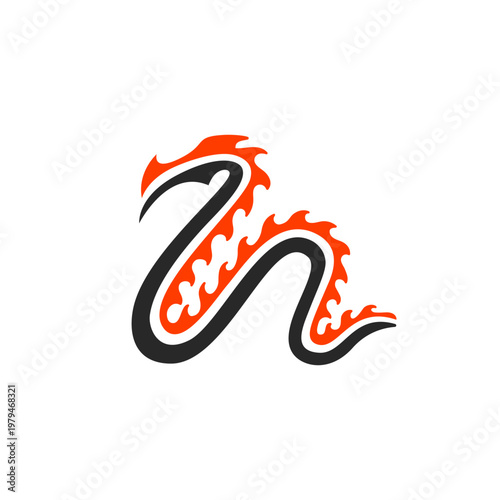 Tribal dragon art. Fiery tribal dragon logo icon vector graphic illustration