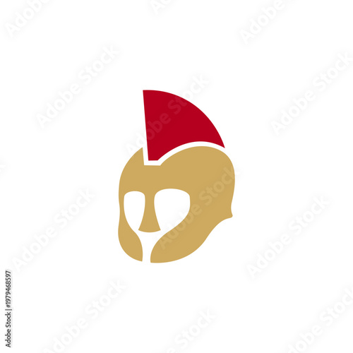 Spartan gladiator helmet logo vector. Golden helmet warrior icon illustration graphic asset