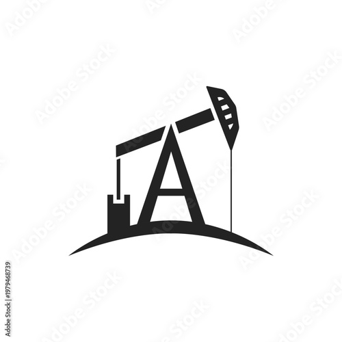 Oil pump machine icon logo design. Pumpjack oil graphic illustration 