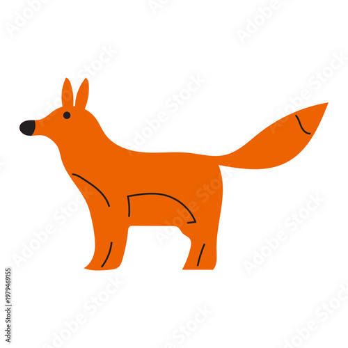 Cute Stylized Orange Fox Illustration