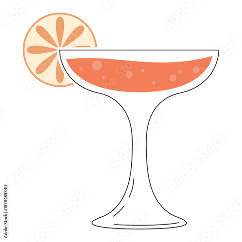 Orange Cocktail Glass Vector Illustration