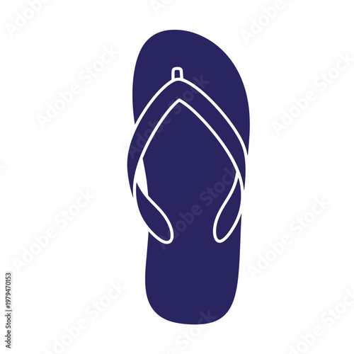 Dark blue flip-flop, view, with white straps sandal thong navy blue