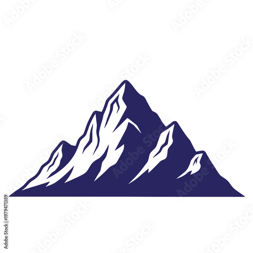 Dark blue mountain range silhouette with white snow patches