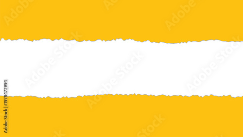 Vibrant yellow ripped paper edges on top and bottom, bright horizontal banner mockup