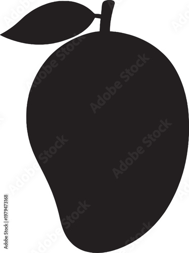 Minimalist Mango Silhouette on Black Background