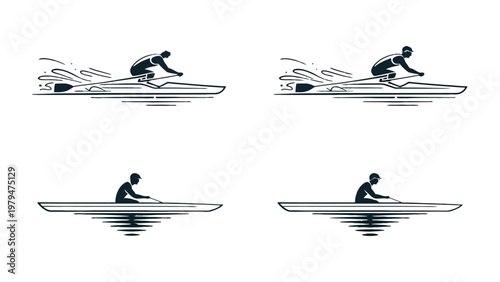 Kayaking Silhouette : A collection of silhouetted figures engaged in the exhilarating water sport, captured from different angles. It showcases speed and agility with elegant minimalism.