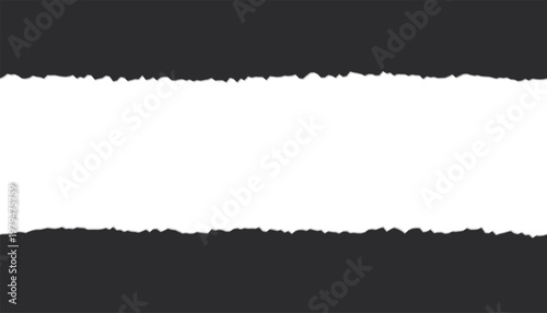 Dark grey ripped paper borders on top and bottom, horizontal grunge banner layout