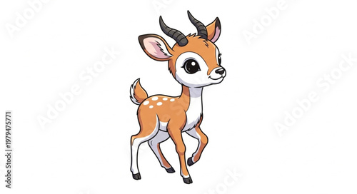 Cute cartoon gazelle fawn with big eyes and spots.