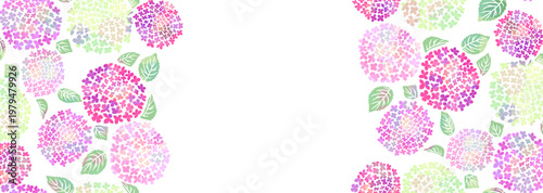 ピンク系グラデーションのあじさいシームレスパターン