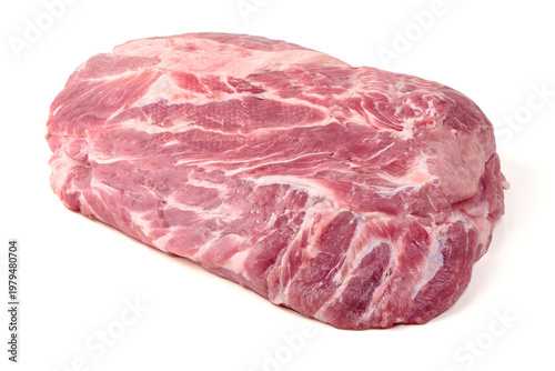 Fresh Raw Pork Neck, isolated on white background