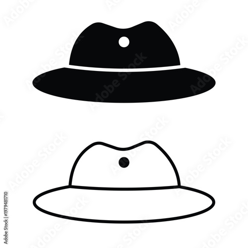 Cowboy hat icon set. Cowboy hat isolated on white background.  Silhouette of cowboy hat vector illustration.
