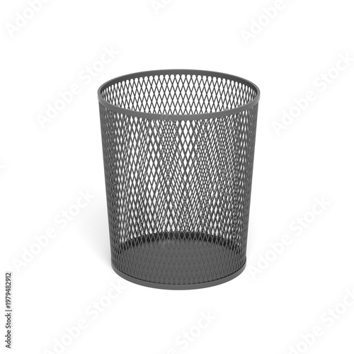 Empty trash bin isolated on white background. 3d illustration.