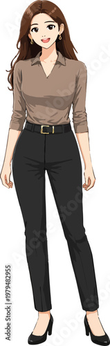Professional businesswoman confident full body illustration