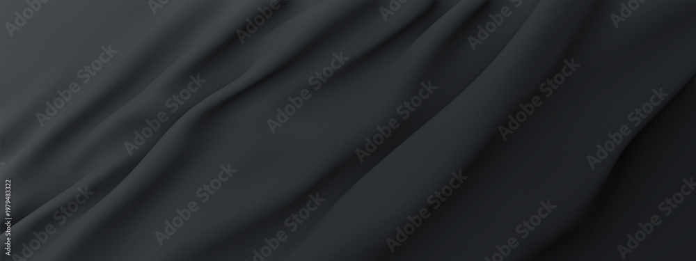Fototapeta premium Grey wavy fabric background. Wrinkled cloth texture