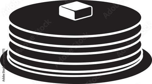 Stack of plates with small cube on top isolated on white background