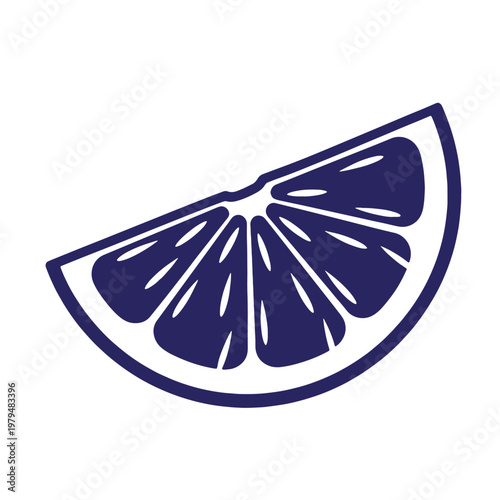 Dark blue citrus wedge sliced citrus fruit