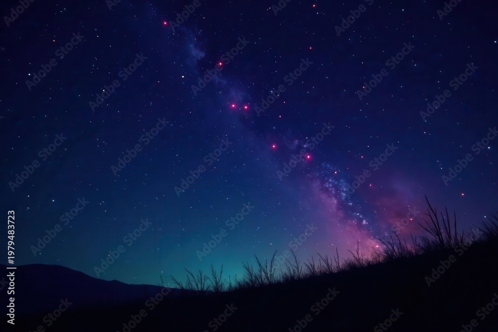 Fototapeta premium Bioluminescent fireflies trace constellations in night sky , glowing, pattern