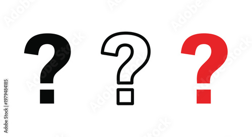 Three colorful question marks in a simple linear silhouette