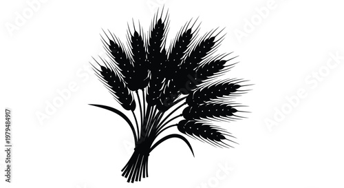 A bundle of wheat stalks presented as a striking black silhouette